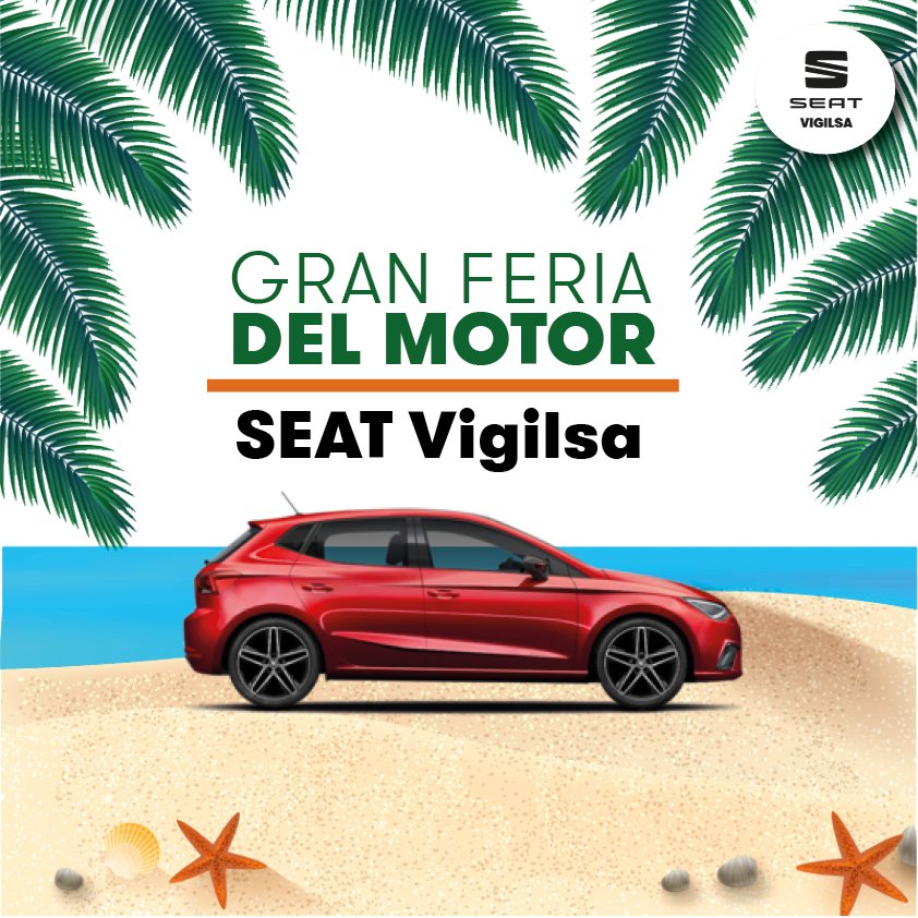 FERIA DEL MOTOR de verano en SEAT Vigilsa. Más de 2.000 m2 de exposición con los PRECIOS MÁS BAJOS del AÑO en vehículos nuevos. ¡Y con entrega inmediata! Solo del 4 al 14 de julio. ¡Es el momento! Solicita más info en: bit.ly/2zhD866