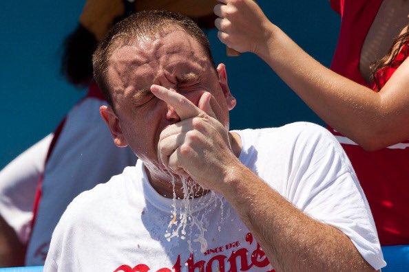 Jay_Tust's tweet photo. Who dominates their “sport” like Joey Chesnut?

🌭11-time champ; 3rd straight
🌭74 hot dogs this year
🌭He’s only downs 867 hot dogs in his Nathan’s Hot Dog competition career.

The face of a champion: https://t.co/lMcNDVP75Z