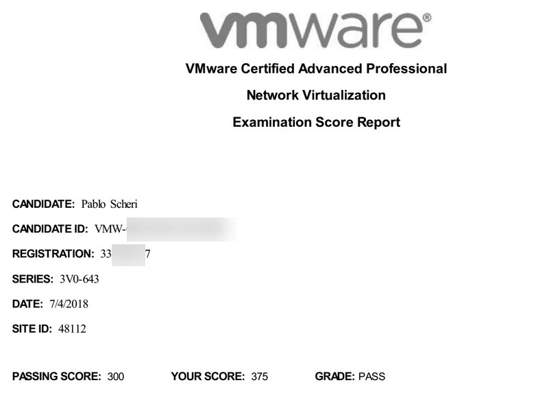 pabloscheri's tweet image. Happy to pass my 3 VCAP exam!! #VCAP6-NV #VCAP-DCD #VCAP-CID #vExpert @VMware @vmwarensx Thanks @wetcom for the support!