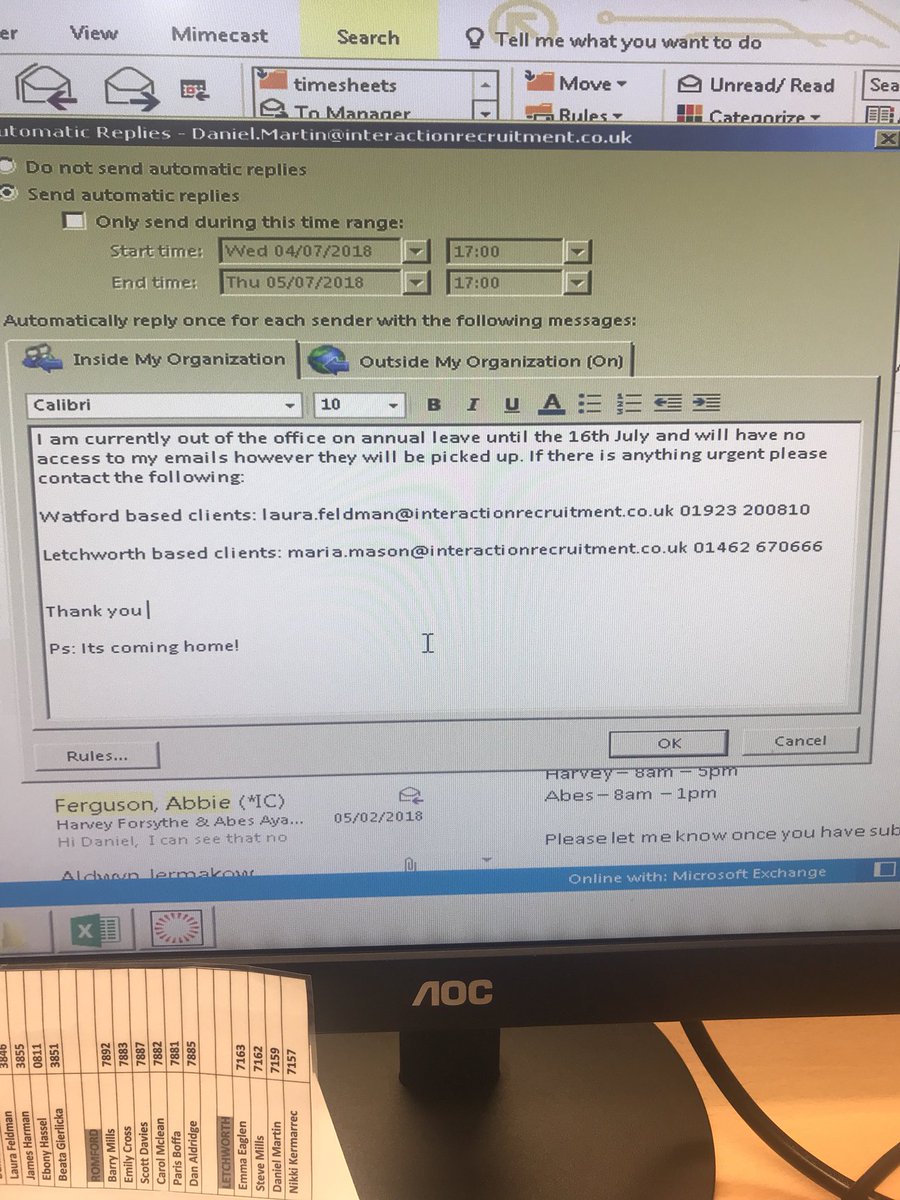 Out of office on, Marbella tomorrow and not back to work until the day after the #WorldCup final ... had to let all the clients know 🦁🦁🦁
