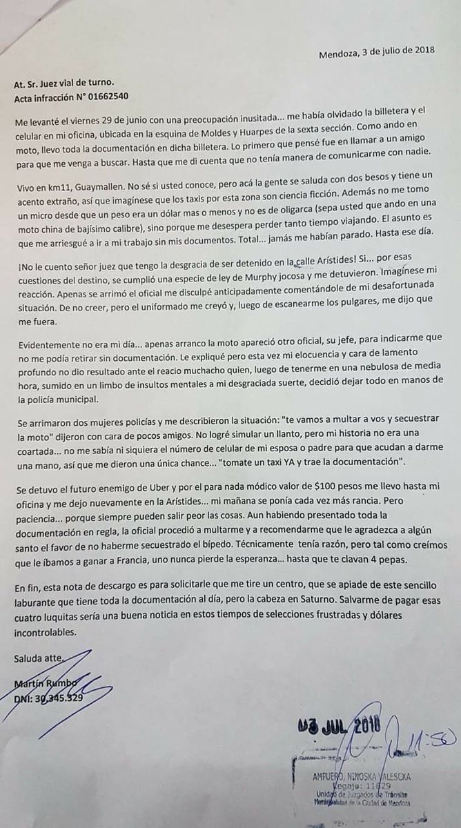 Descargo por falta vial, excelente. (Vía @elangelGmendo)