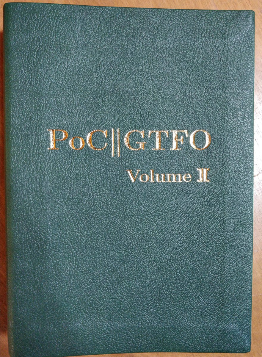 billpollock's tweet photo. PoC || GTFO Volume II is coming. This is only a printer sample -- but it's real, and real gorgeous. @nostarch @travisgoodspeed https://t.co/uW3kblIDZX