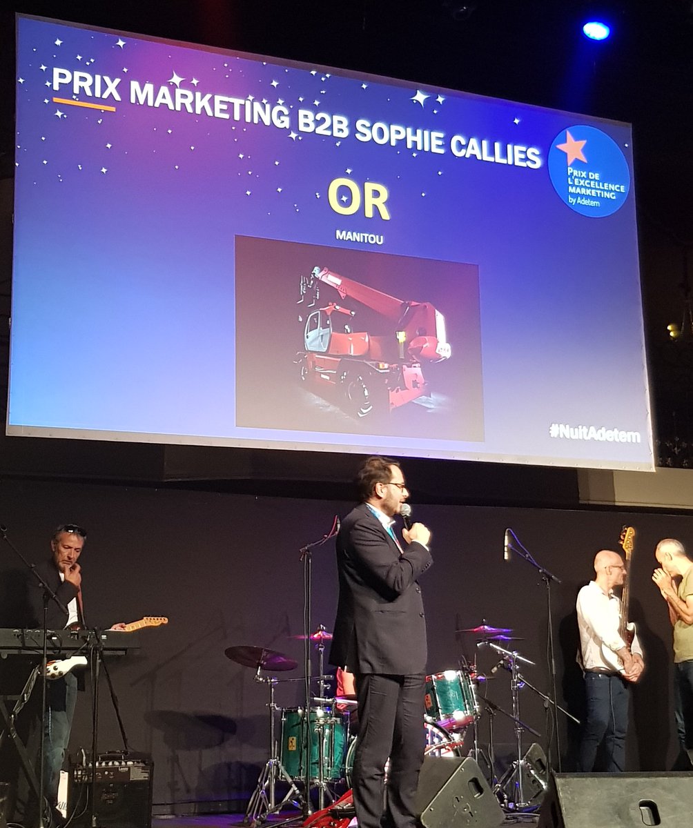 DelpheF's tweet photo. #NuitAdetem Prix Marketing B2B Sophie Callies
🥉 pour @GoogleFR et @herezie (the biography of tomorrow)
🥈 pour @BNPParibas (Kintessia)
Et 🥇 pour @GroupManitou @manitou 👏👏👏 https://t.co/PWZu3Nh4O5
