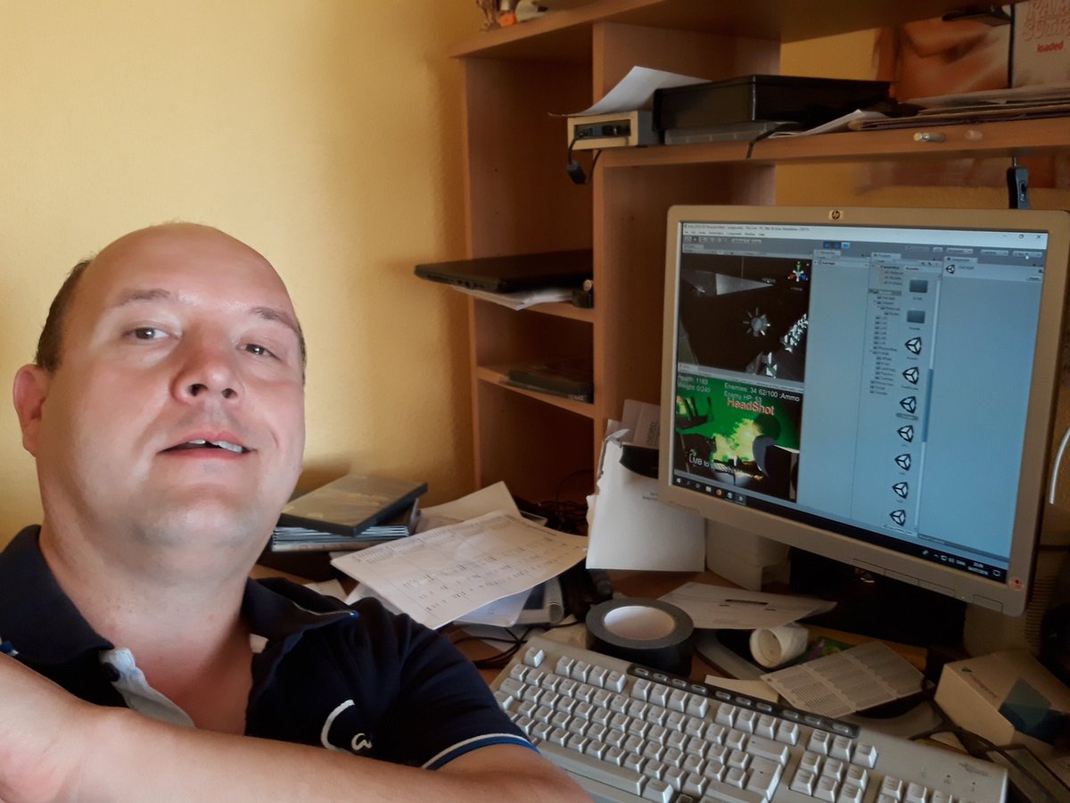 JC_SpringBourne's tweet photo. A picture of Me making my game "The 1st Core".
A fun Zombie shooter with Cyborgs, and a Mini-Gun.
Here is the Steam link: https://t.co/a6lIHTzalH
#dkgame @InteractiveDK @Spiludviklingdk #madewithunity #Blender #dmspil #gameidea #gamedev #indiegames #indiegame #indiegames https://t.co/jC1dAPHJvP
