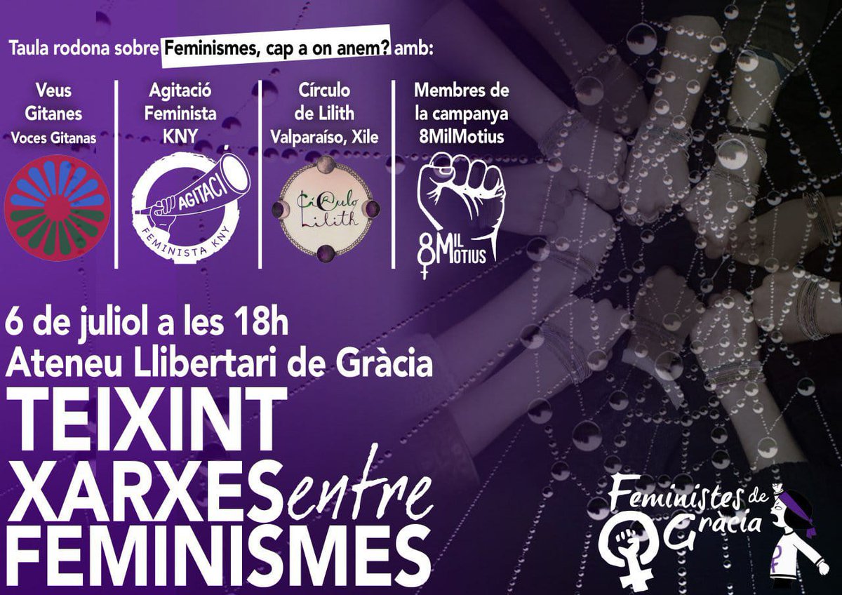 8MilMotius's tweet photo. Aquest divendres estarem a Gràcia i a la UB. Perquè no ens quedarem callades, seguim lluitant per construir una societat on no se'ns oprimeixi! 

Perquè tenim #8MilMotius, seguim lluitant a diari! https://t.co/GGzKi32J0W