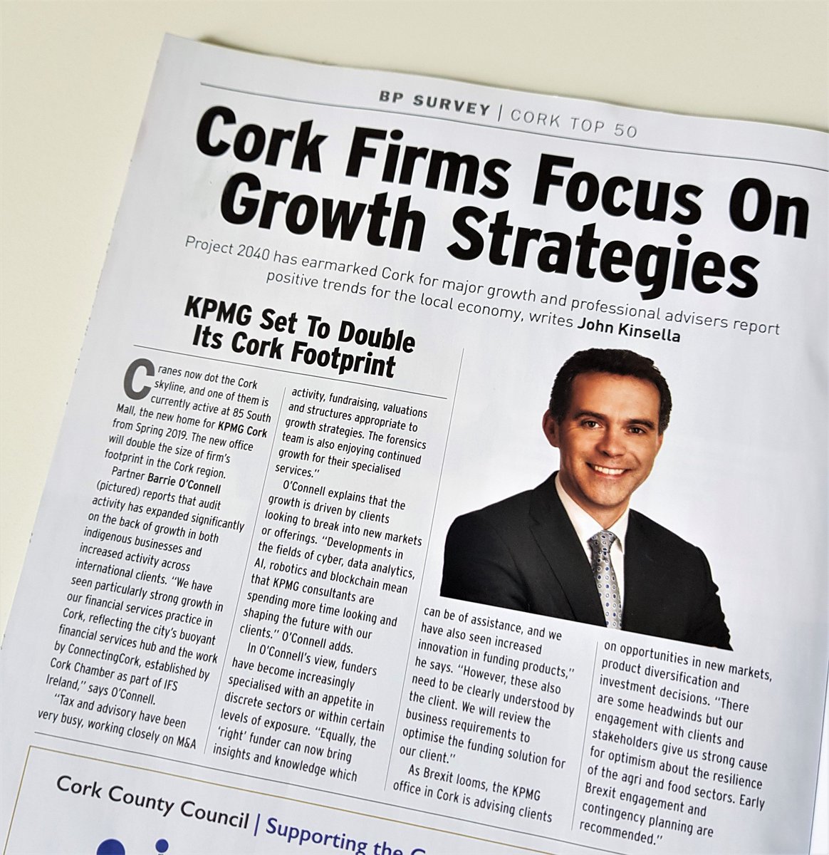 KPMG_Ireland's tweet image. Barrie O'Connell @barrieoco in the latest issue of @BusinessPlusMag discussing #Ireland2040, #Brexit and the major economic growth ahead for Cork