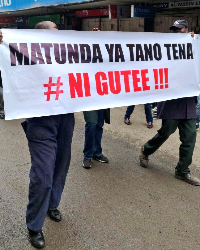 Kikuyus told me it’s only Luos who protest cause they have nothing useful to do. Today, Agikuyus aka Nairobi Business Community were protesting, their hashtag was in Gikuyu #NiGùtee (throw away). They say they wasted their votes. Am happy the know that. Jubilee has 4+ years to go