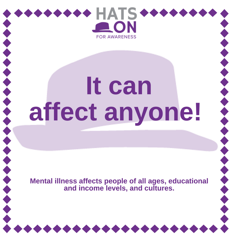 HatsOn4Aware's tweet photo. #Mentalillness does not discriminate. #WellnessWednesday #TalkHatsOn @camhnews https://t.co/bzvh3IbvlY