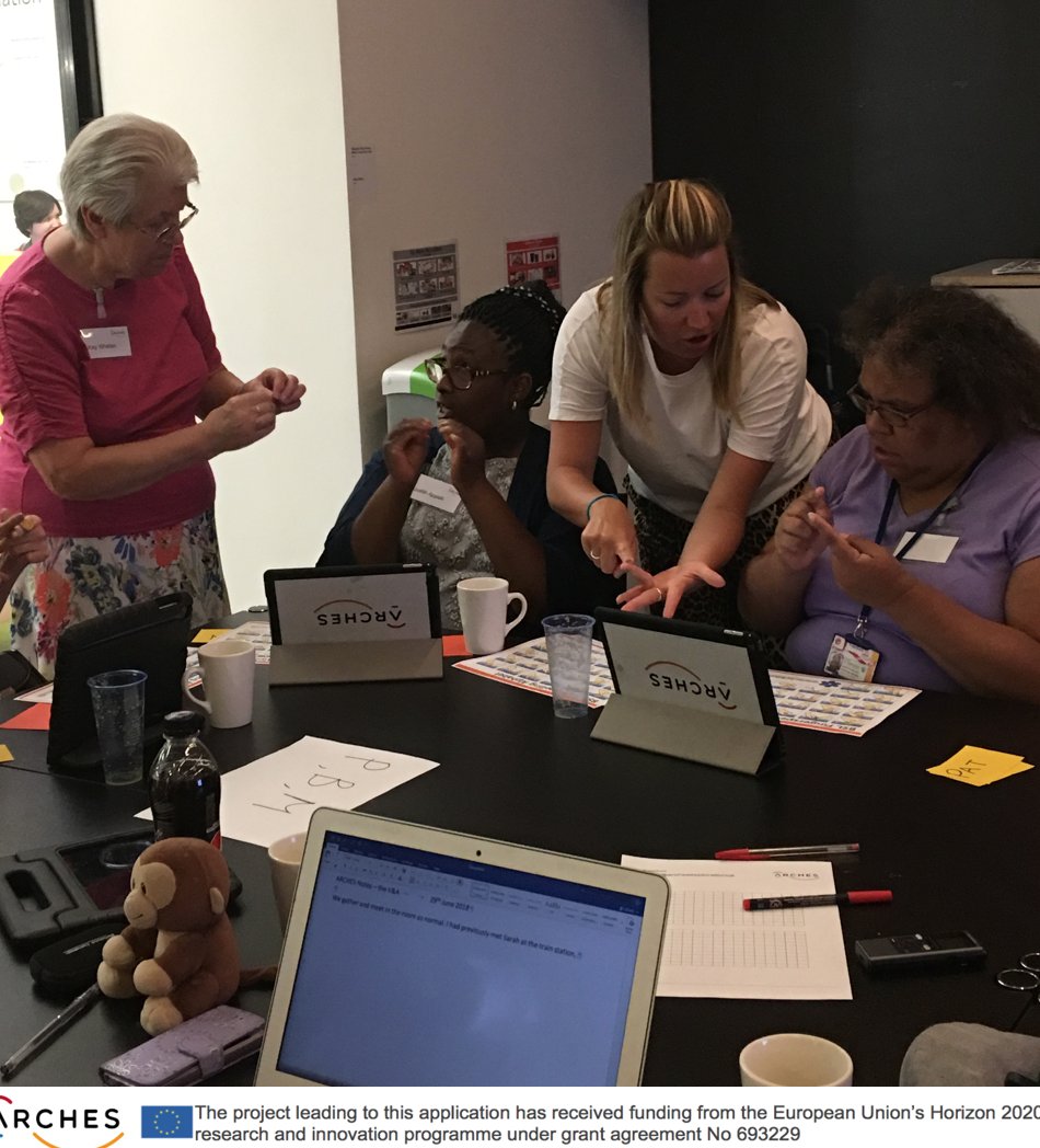 ArchesExploreUK's tweet photo. Last Friday we had a special session designed by Julie! She took over and taught us about sign language and lip reading! 'I enjoyed the session today very much!' (Sarah C.) #museumlove #researchlove #participatoryresearch #museumsforall #accesstoallareas with #Horizon2020 https://t.co/pWYAFwWI8K