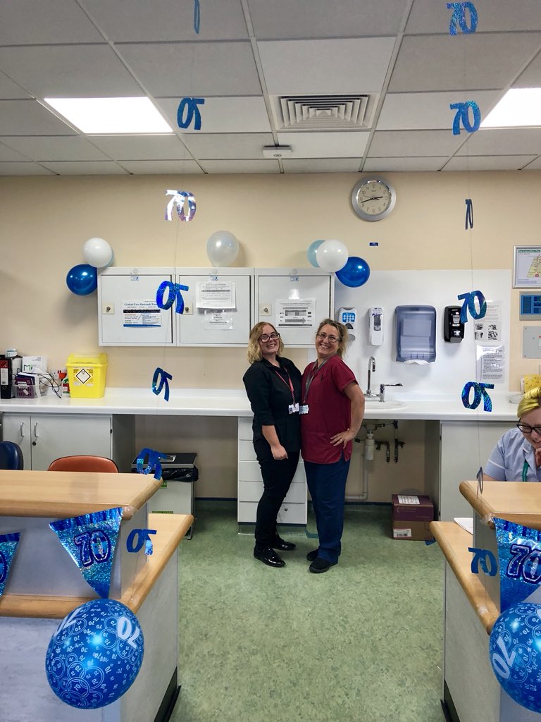 RebsMc1's tweet photo. We’re #NHS70 birthday ready on the Head &amp; Neck Unit! @NUHSurgery @nottshncs @NUHNursing thanks for our party packs! @suzymazy1 @leafyknox https://t.co/CoAlZlat4Q
