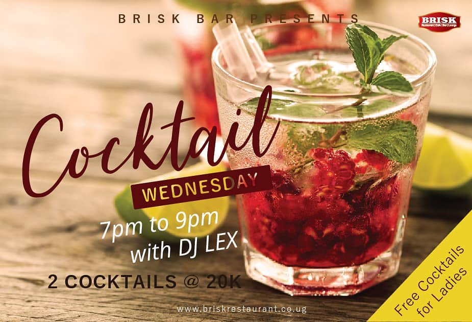 BriskLoungeUG's tweet photo. We are back with our cocktails as usual💃🏃♀️ ladies we got you covered with the complementaries from 7pm to 9pm. We have #DeejayLex making us dance, so find us on Plot 6 Wampewo Avenue Kololo or reserve by calling 0393372331/ 0779186704/ 0755936644 https://t.co/Vnd9Cjmx7l