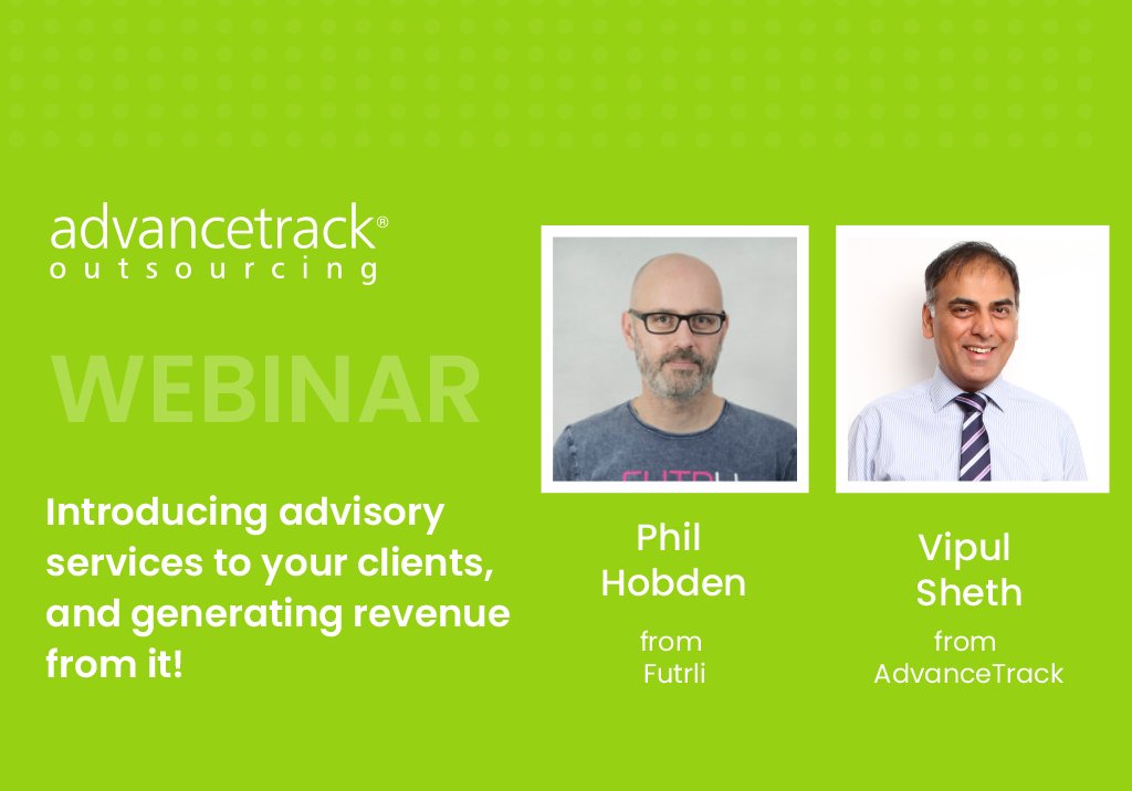 AdvanceTrack's tweet photo. Our webinar with @DashboardPhil @FUTRLI and our MD @vipulsheth "Introducing advisory services to your clients, and generating revenue from it!" is now available as a recording on our website
https://t.co/1Vn6KEAFdt
#seamlessbookkeeping #advisory #outsourcing #generatingrevenue https://t.co/Vbaupxt2lM