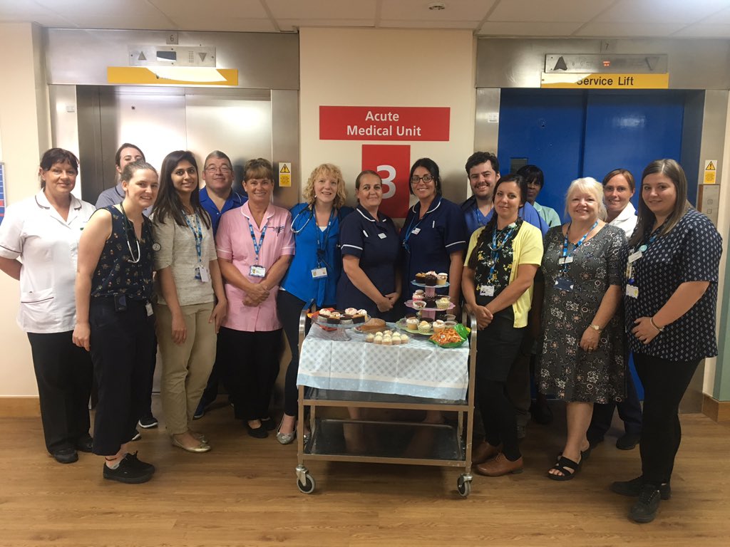 teamAMU1's tweet photo. #teamAMU celebrating today with staff, patients and relatives with cake  happy birthday #NHS70 @SamanthaSidwel5 @CarvilleKate @lesley1889 @gordonkelly1966 @amz_cook1 @DBH_NHSFT https://t.co/XniMm2JwRH