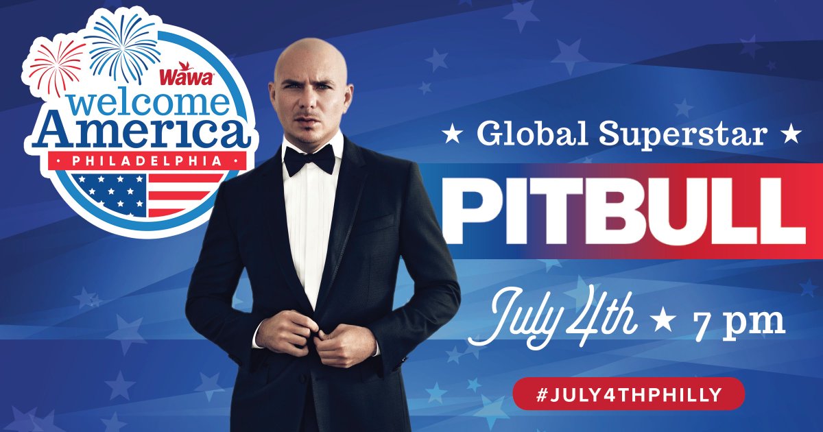 MartinLaw1979's tweet photo. Happy 4th of July to All...Mr. Worldwide will be celebrating America’s 242nd birthday with @July4thPhilly concert and fireworks tonight! Come enjoy the fun with @Pitbull. And remember, always be aware of your surroundings. #PlaySmartStaySafe #July4thPhilly #MartinStrong https://t.co/w6qER6iq4l