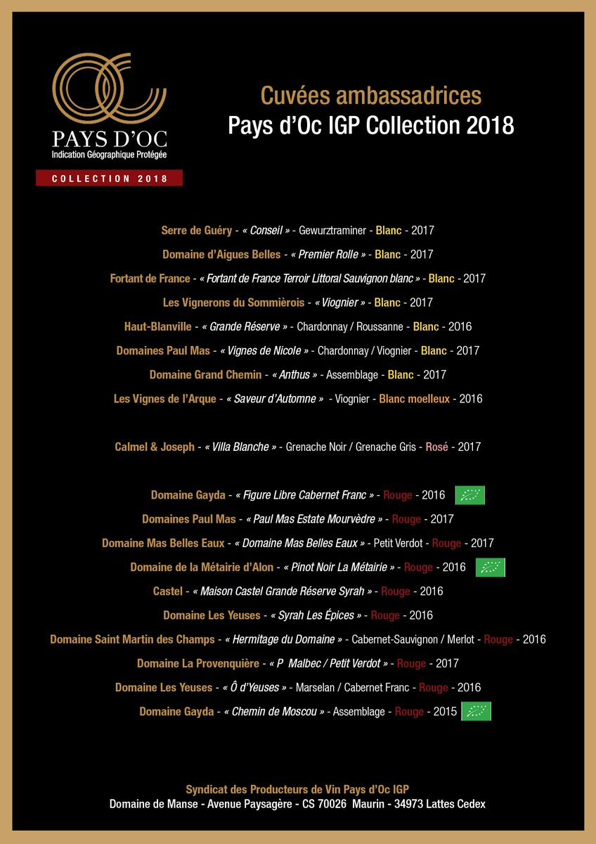 Découvrez les 19 cuvées Pays d'Oc IGP Collection 2018 🤩 #PaysdOcCollection Félicitations aux ambassadeurs et merci au Grand Jury pour cette belle sélection : @dlwine @OlivierDauga @OreniaWines <a href="/FineGueule/">Anne Serres</a> @sylvieTDV 👏