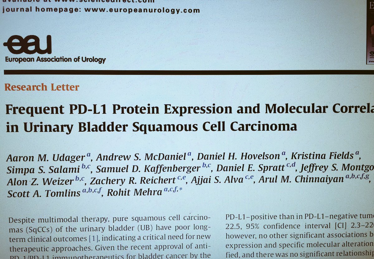 ROHIT MEHRA (@drmehrarohit) on Twitter photo Our new study <a href="/EUplatinum/">European Urology</a> shows 65% of pure squamous cell ca of urinary bladder demonstrate PD-L1 expression(compared to only 20% of conventional UCA)-potential implication forthis aggressive cancer in termsof #Immunotherapy <a href="/UMichPath/">Michigan Pathology</a> <a href="/UMichUrology/">Michigan Urology</a> <a href="/UMRogelCancer/">U-M Rogel Cancer Center</a> #BladderCancer Our new study <a href="/EUplatinum/">European Urology</a> shows 65% of pure squamous cell ca of urinary bladder demonstrate PD-L1 expression(compared to only 20% of conventional UCA)-potential implication forthis aggressive cancer in termsof #Immunotherapy <a href="/UMichPath/">Michigan Pathology</a> <a href="/UMichUrology/">Michigan Urology</a> <a href="/UMRogelCancer/">U-M Rogel Cancer Center</a> #BladderCancer