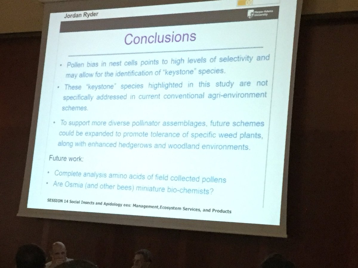 THJ1961's tweet photo. @JordanRyder1990 @HarperAdamsUni presents his work investigating the influence of floral source availability on the nesting behaviour of the solitary red mason bee, Osmia bicornis. #ECE2018 https://t.co/6jhcFXtgNZ