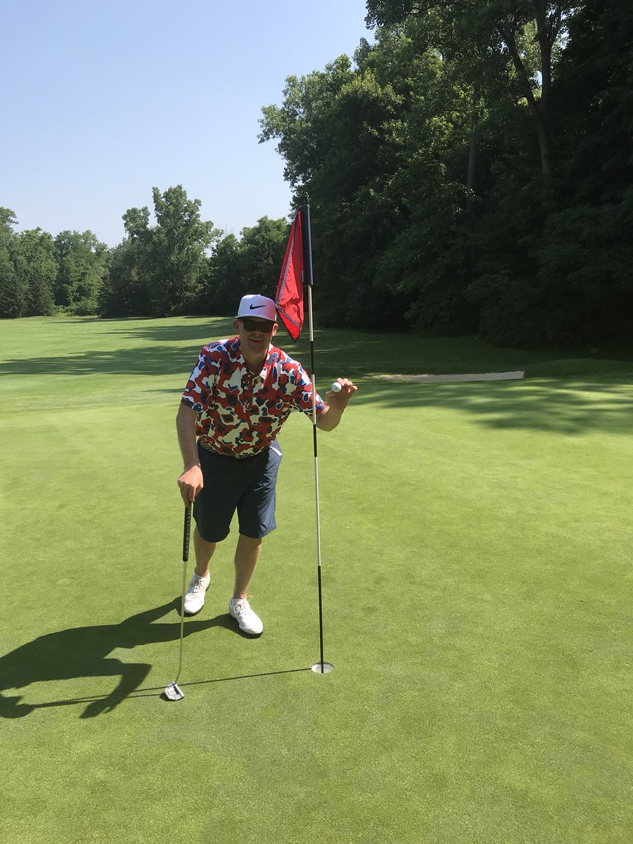 ladchapman's tweet photo. 4th of July Fireworks early... hole-out from 187 yards on @QHCCOhio on #weiskopf #4 ... unfortunately for a birdie :( @BillMurray #williammurraygolf https://t.co/iPSFottv43