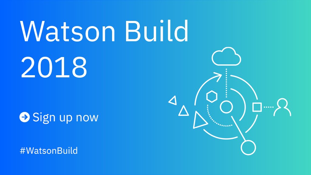 IBMPartners's tweet photo. Are you registered for #WatsonBuild? Let your journey begin and learn how you can design a next-gen solution. Register now: https://t.co/tlZP7JCBFx #AI https://t.co/ZPlzey0WoM