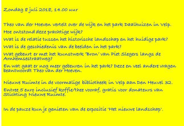 nieuweruimte's tweet image. Aankomende zondag, 8 juli om 14.00 uur, een boeiende lezing over de geschiedenis van Park Daalhuizen in Velp. Kom je? #parkdaalhuizen #gemeenterheden #nieuweruimte #kunst #velp