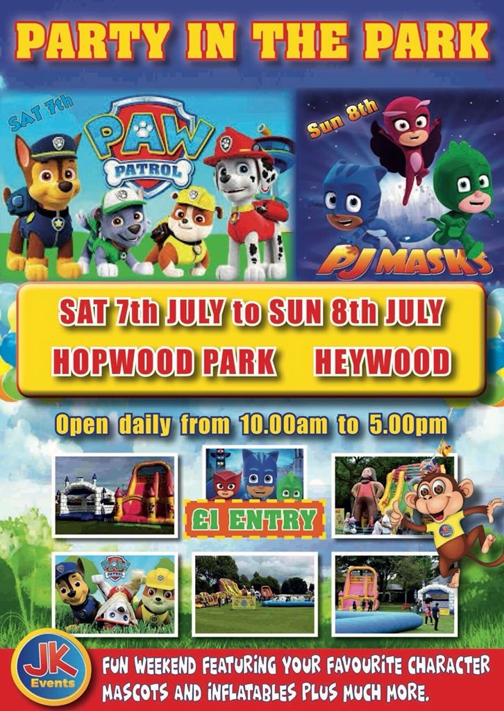 jkevents2000's tweet photo. Heywood we are ready for you this weekend we will be there come alone and see us with paw patrol and pj masks out over the weekend in force! https://t.co/3Wp8FtQAJw