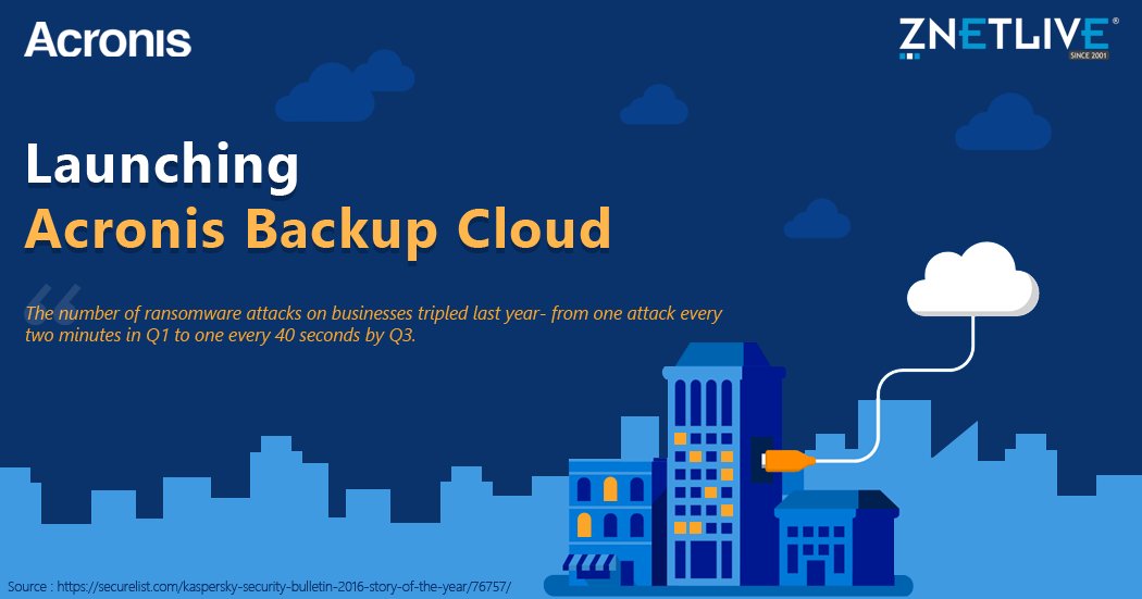 znetlive's tweet photo. ZNetLive rolls out @Acronis Backup Cloud to provide businesses with constant data availability in changing #threat landscape.
Know more– https://t.co/g0cKE2gll4

#cloudbackup #bakupsolution #dataprotection #datasecurity #cybercsecurity #ransomware #wannaencrypt #databackup https://t.co/HrKKf5dbzj
