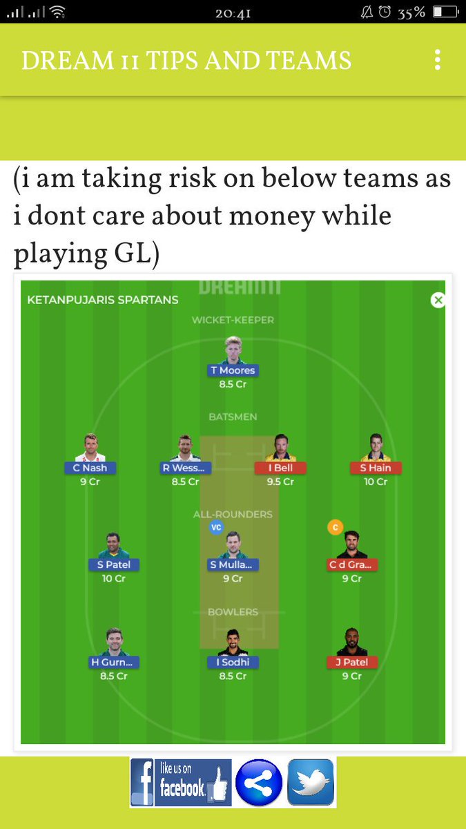 KetanPujari9's tweet photo. #Dream11 #Dream11team
#notvswas

NOT vs WAS Dream11 team update

https://t.co/Jgc7sc0LmE https://t.co/ytiIPs5n8b