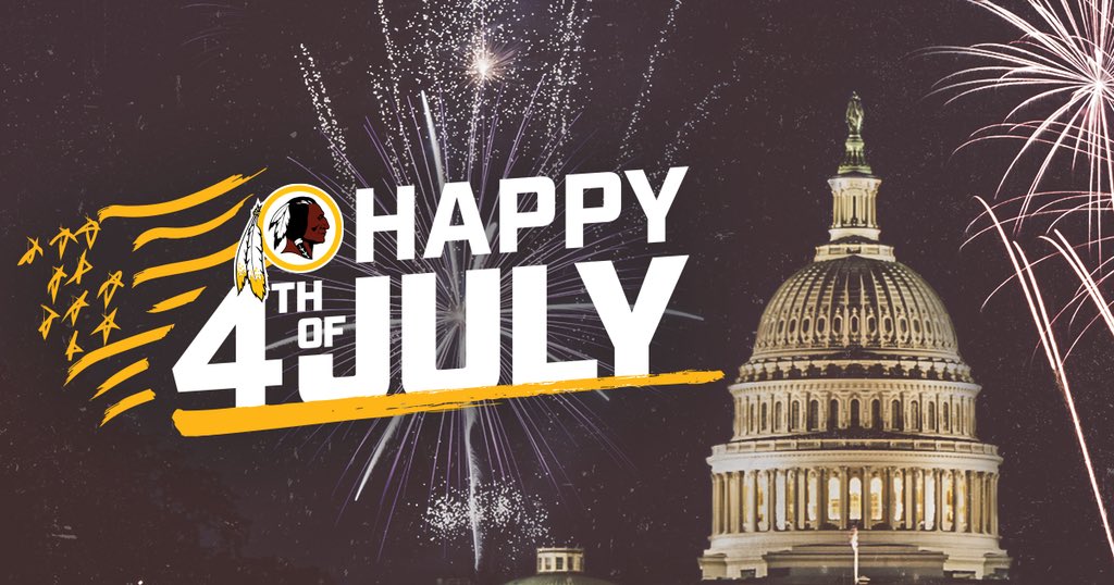Commanders's tweet photo. Wishing all #Redskins fans a happy &amp; safe #FourthofJuly! 🇺🇸🎆 https://t.co/V2eKmPSaeb
