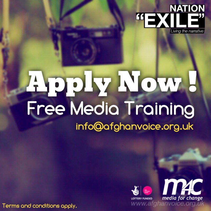 We are excited to announce that our new project “Media For Change” for 2018-19 is kicking off soon... to register for more updates & application form please drop us an e-mail info@afghanvoice.org.uk
#m4c #avr2018 #exilenation #media #training #awards4all @BigLotteryFund