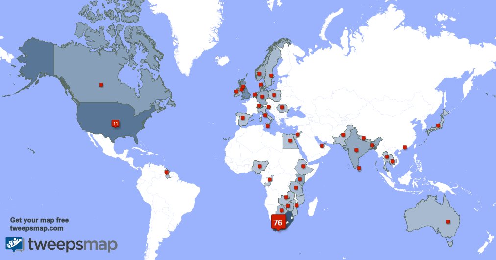 I have 4 new followers from South Africa 🇿🇦, and more last week. See tweepsmap.com/!tranquilnestza