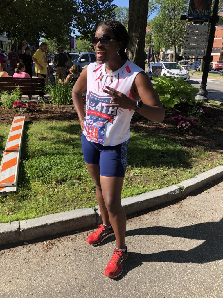 DrKKelly's tweet photo. The @KeeneStateOwls athletics department was represented at today’s 4 on the 4th. It was a bit warm out there, but it was great seeing so many people I know...including my trainer who ran with two tires and still crushed the course. #StrengthRunner https://t.co/CKsq49D7yy