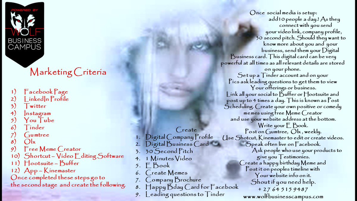 dancarsonwolf's tweet image. Here is a few marketing tips that may work for you to promote at cost. This is the digital way of marketing. 
Should you not understand these tips, please get in touch with us. 
visit wolfbusinesscampus.com