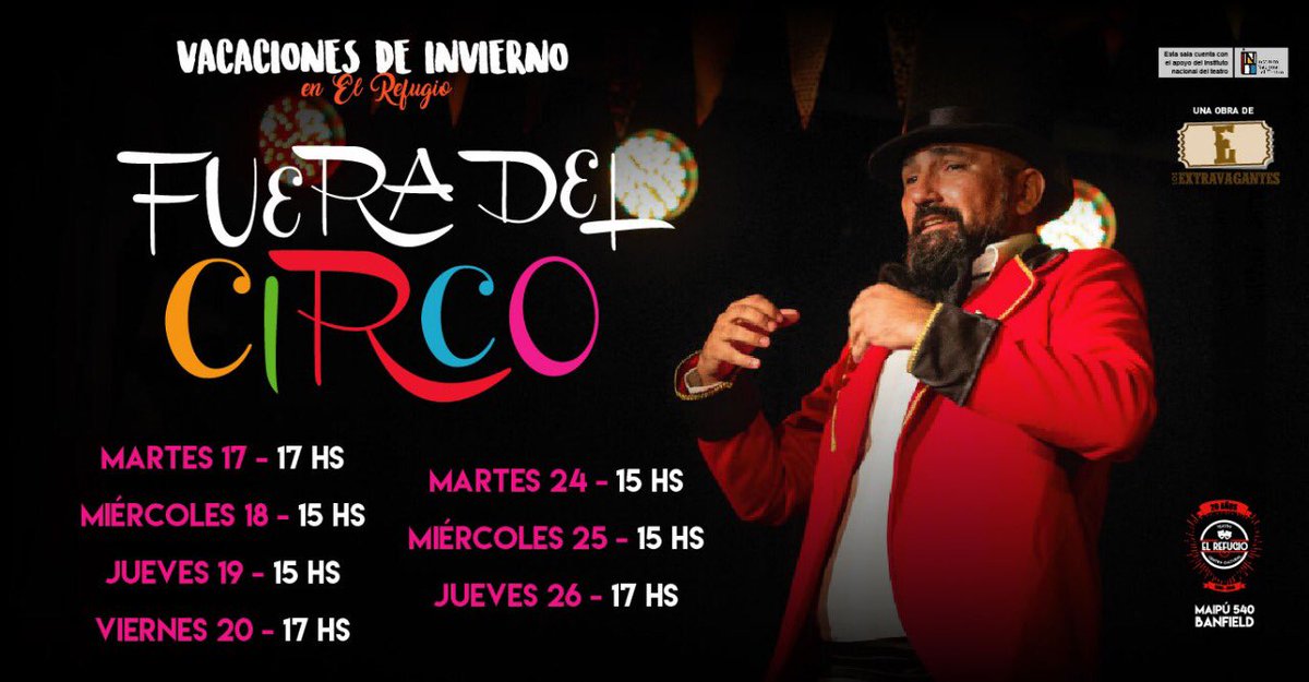 ¡Anotá! ✍🏻

Todas estas funciones son las que que la Compañia Los Extravagantes va a hacer con #FueraDelCirco🎪 en casa durante las #VacacionesDeInvierno☃️❄️