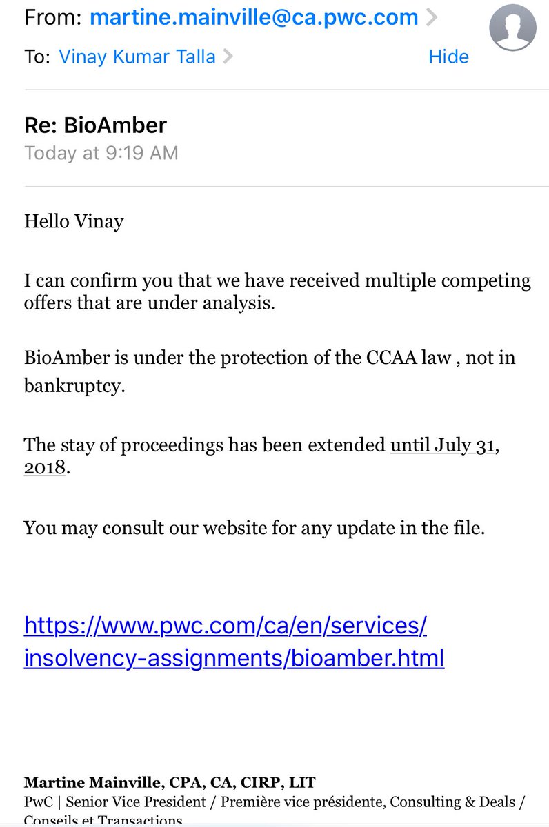 VinayKumarTall3's tweet photo. Another Confirmation of multiple competing offers and Company NOT IN BANKRUPTCY 😲🤑🤑 $bioaq 🚀🚀🚀🚀 https://t.co/Lggmy2Qxv9