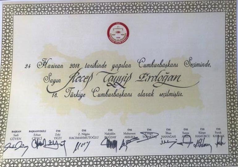 Cumhurbaşkanımız @RT_Erdogan yeni sistemin 1. Cumhurbaşkanı ünvanıyla bugün mazbatasını aldı. Ülkemiz, milletimiz ve bütün mazlumlar için hayırlı olsun!