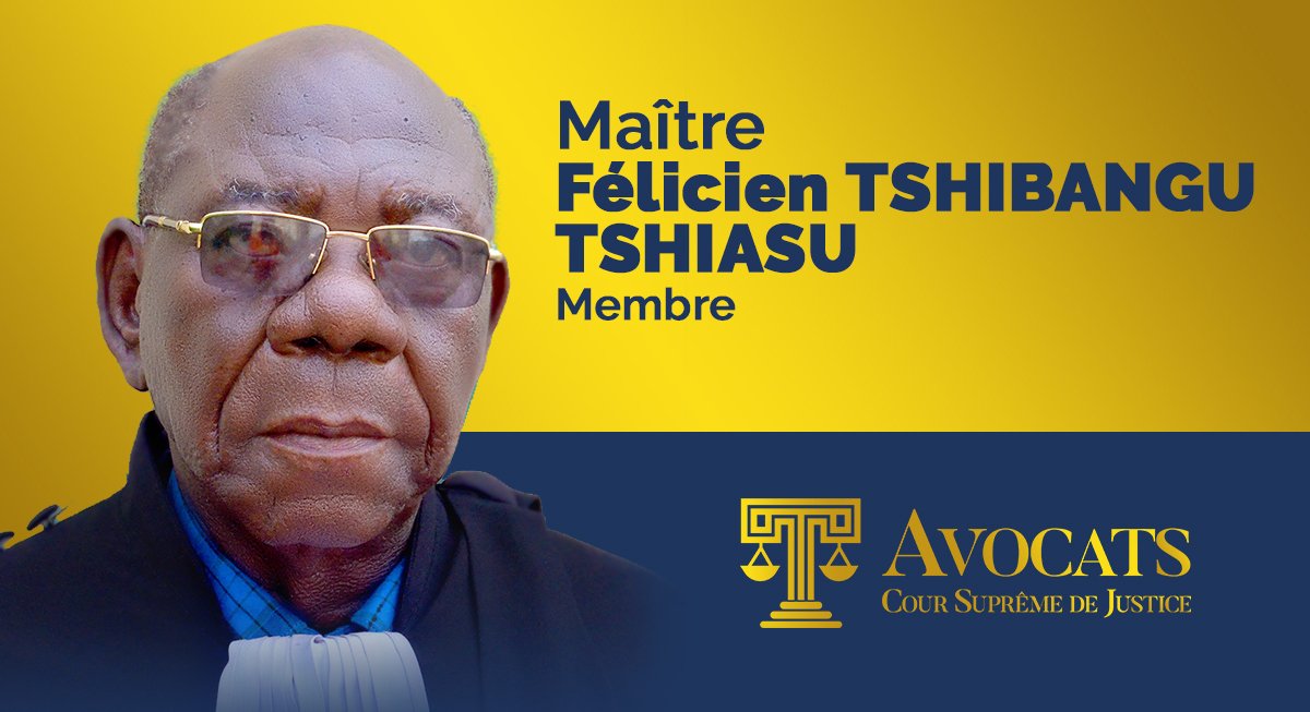Maitre Félicien TSHIBANGU TSHIASU KALALA est membre du barreau près de la #CSJ. Il a prêté serment comme Avocat à la #CSJ le 23 Décembre 1989 après avoir presté en qualité d’avocat à la Cour d’appel de Kinshasa depuis le 03 Mai 1978. buff.ly/2lV8wlq