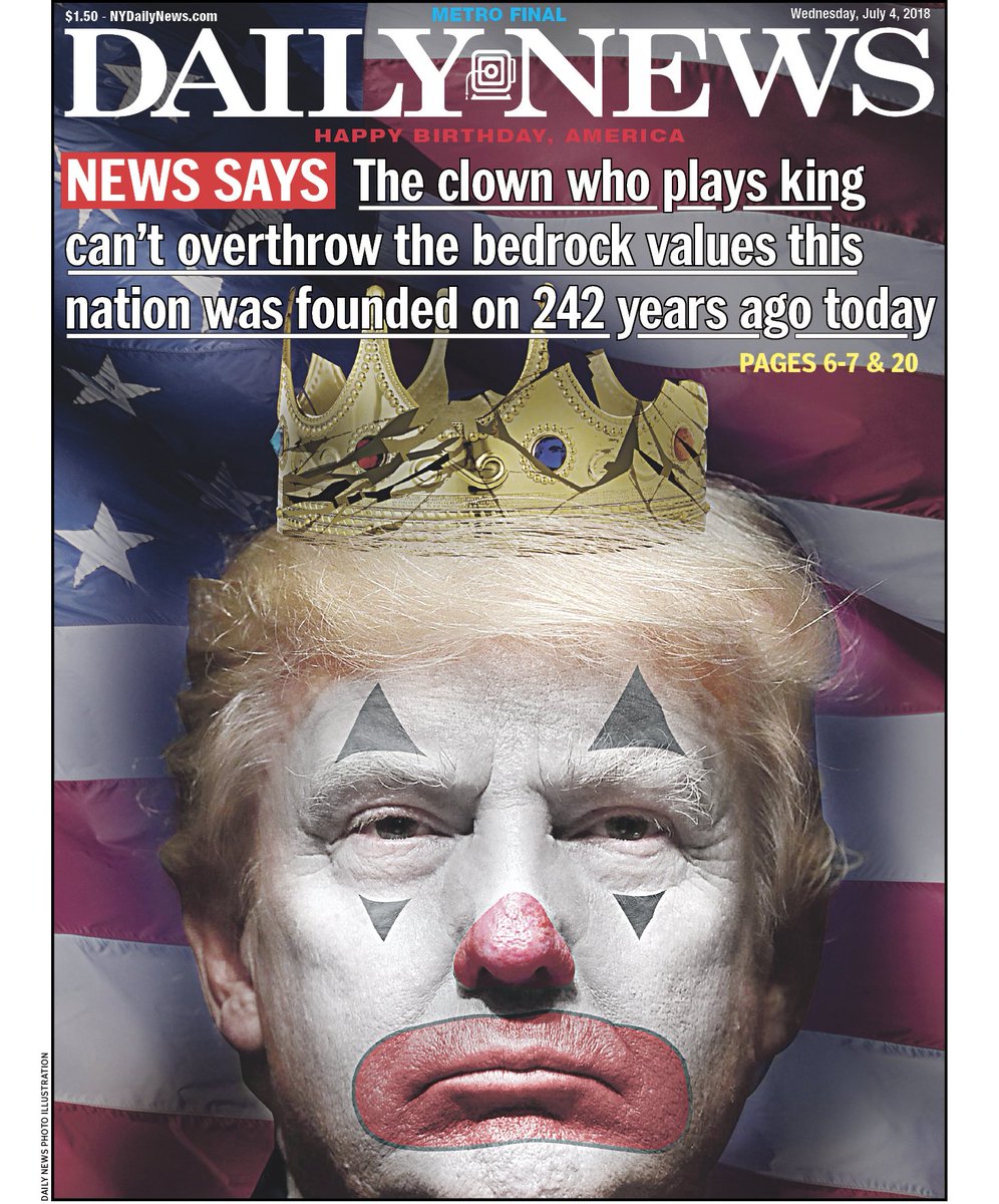 NYDailyNews's tweet photo. The President who plays king won’t conquer the bedrock values this nation was founded on. https://t.co/xKVh7X5RZx