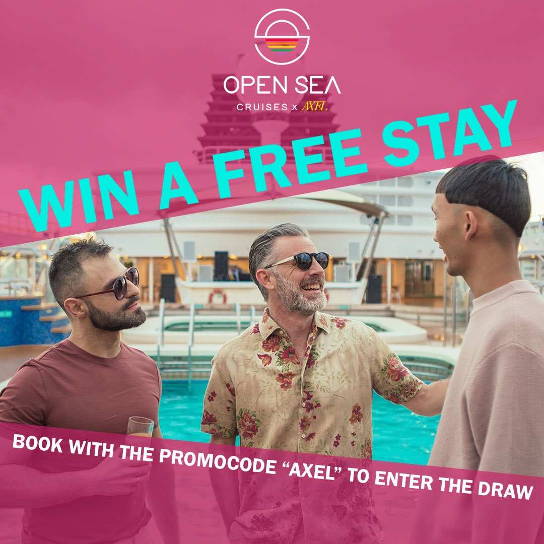 axelfriendly's tweet photo. Do you want to win a free stay at @OpenSeaCruises? Just book your stateroom at https://t.co/b598anc25i with the code AXEL and you will enter the draw! 🚢🏳️‍🌈💕 https://t.co/SBP9pGkXrX