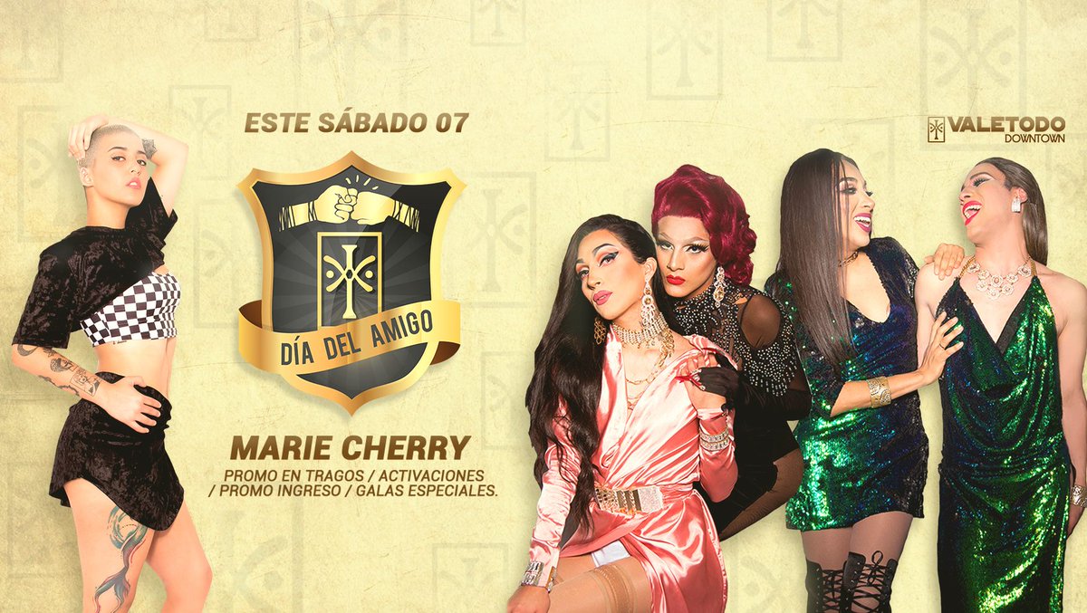 ValeTodoDT's tweet photo. Este sábado, celebra con tu mejor amigo el #DíaDelAmigo en Valetodo Downtown con @MarieCherryPop 💜🌈 Galas especiales de #QueensVT en dúos.
Evento: https://t.co/q3qBuAdgMG https://t.co/gHHCzBkjlQ