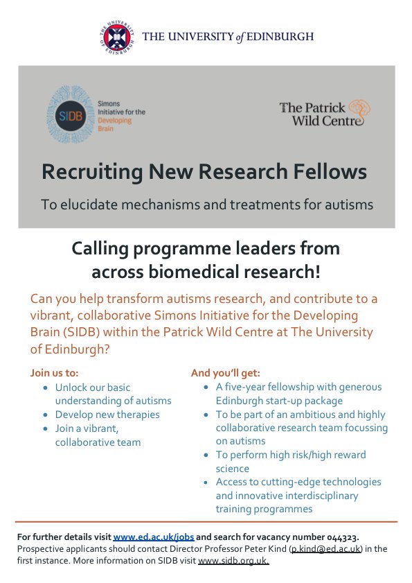tisimpson's tweet photo. Fellowships to Study Autism Spectrum Disorders Recruiting Now #ASD #autism #SIDB #SimonsFoundation #Edinburgh https://t.co/6ENsXV0UEI