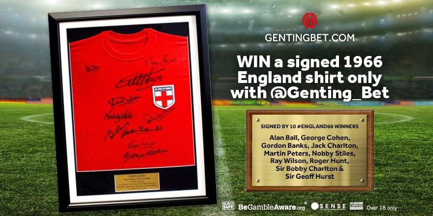 Follow &amp; RT @Genting_Bet for your chance to WIN a signed England 1966 #WorldCup  shirt. FREE to enter! Ts &amp; Cs apply – Details ▶️ fal.cn/yImS UK Only, 18+ #SWDENG