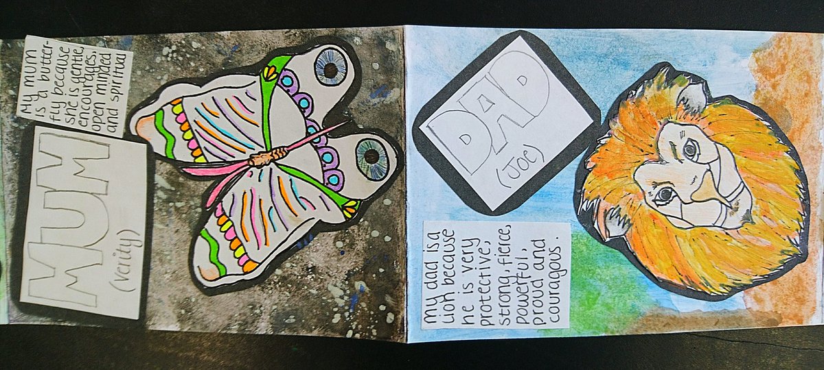 BryntirionART's tweet photo. Some lovely Native American inspired Totem Concertinas by the pupils of 8F #TeamArt https://t.co/ed2cRSG1RC