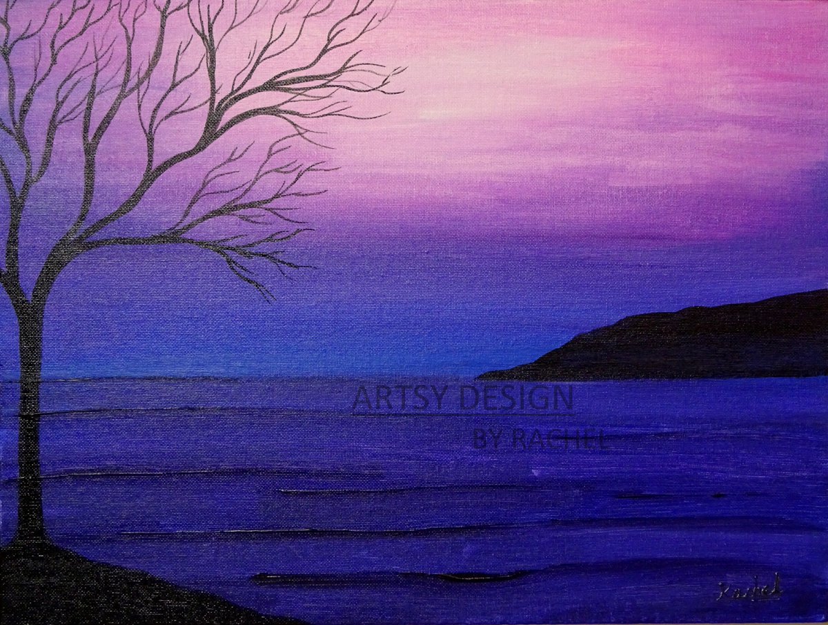 PURPLE DAWN_______Every dawn is a new beginning!!!!!
Purple landscape artwork by Rachel. 
Shop contact: artsydsn@gmail.com