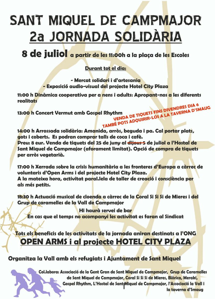 S'amplia el termini per comprar tiquets per a l'arrossada solidària!