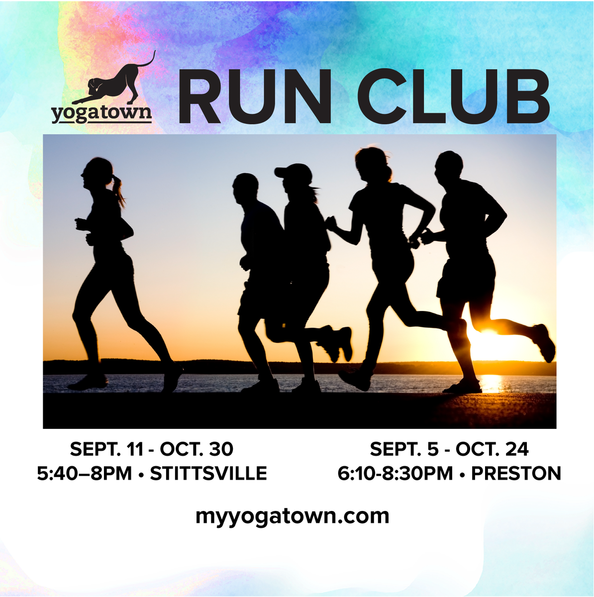 Our fall #runclub is back! 8 weeks of workshops, running, and yoga! This is a great opportunity to connect with #townies in the community, challenge yourself, or try something new! Full details online at myyogatown.com. #yogaforrunners #myyogatown #yogatown #yowgi