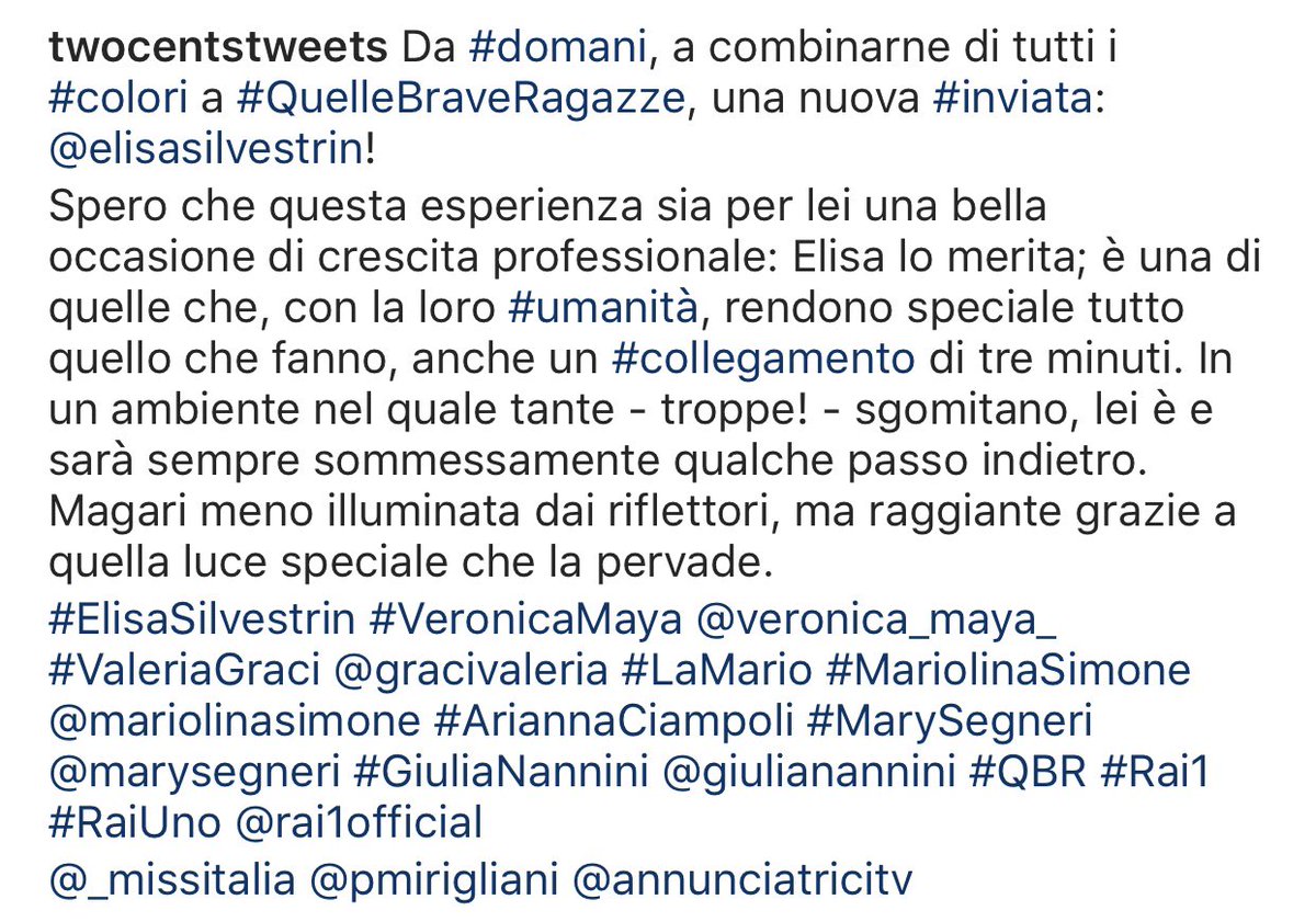 #ElisaSilvestrin <a href="/ElisaSilvestrin/">elisa silvestrin</a> 💪🏼🍀
#QuelleBraveRagazze #QBR #Rai1 #RaiUno