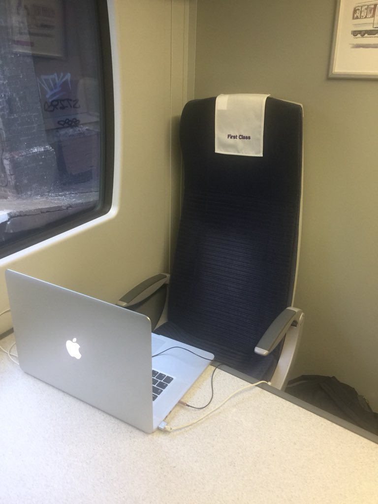 RobbieKnox's tweet image. Luckily during #FireBlog I’ve had the best seat on the train. Single, table, direction of travel. Train declassified so I can sit in first class with a power socket. Scenes.