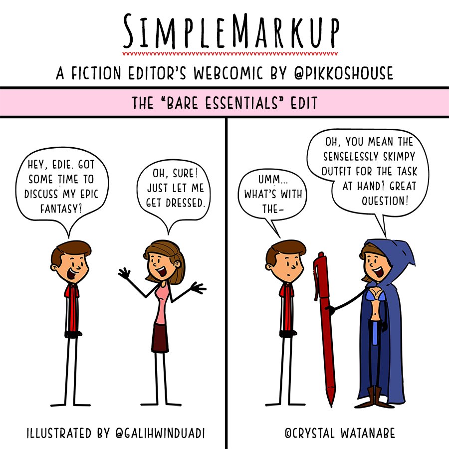 pikkoshouse's tweet photo. In this week's #SimpleMarkup, Edie does a quick wardrobe change before discussing a fantasy manuscript with a client. #fiction #fantasyfiction #editors #editing #dressedforwork
Blog post: https://t.co/kLtjFNMoXr
Archive: https://t.co/MQYhhrB4Sd
Store: https://t.co/6SJjbmro5H https://t.co/bxVUkF5api