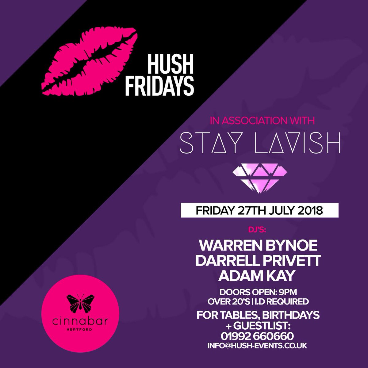 Hertford.. Your Friday nights are about to get even BIGGER!! 👀

From the end of July each week we will be teaming up with some of the biggest Brands in the UK! 

We kick things off Friday 27th July with  <a href="/staylavishuk/">staylavish</a>  🙌

For Tables/Bookings: 01992 660660 👈