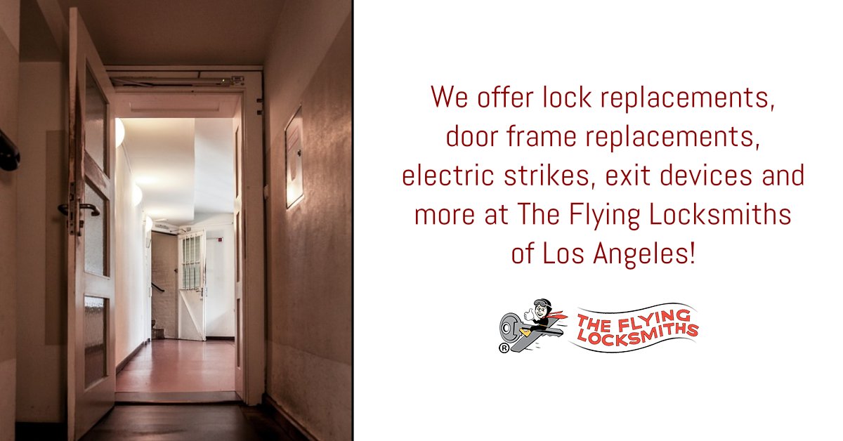 tflocksmithsla's tweet photo. We offer #lock replacements, door frame replacements, electric strikes, exit devices and more at The Flying #Locksmiths of Los Angeles! ​https://t.co/LfT1Gmo6eW https://t.co/en6sZ484p0